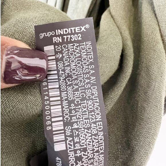 Zara NWT Sage Green Lovina Linen Short Sleeve Button‎ Front Midi Dress Size XXL - Picture 11 of 16